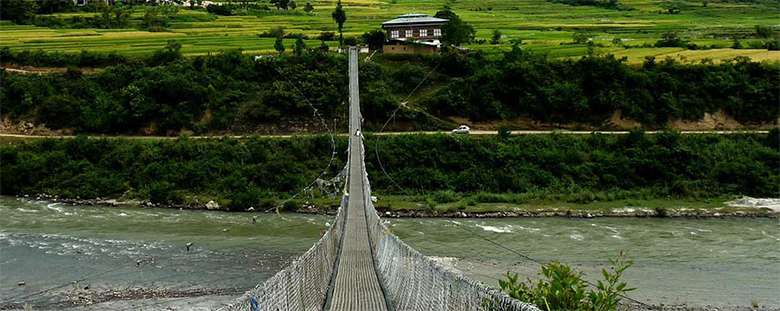 Punakha Suspension Bridge in Bhutan